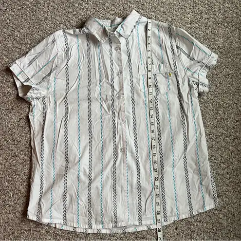 Chalmers Elyse Pajama Set white striped shorts button up top women’s large/12/42