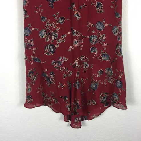 Joie  Almarie B Red Floral 100% Silk Mini Dress Medium Georgette Drop Waist