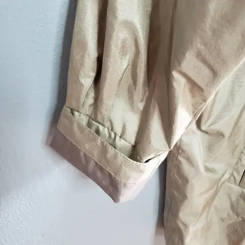 Vintage British Mist Raincoat Jacket Coat Metallic Gold Taupe Shoulder Pads Size M