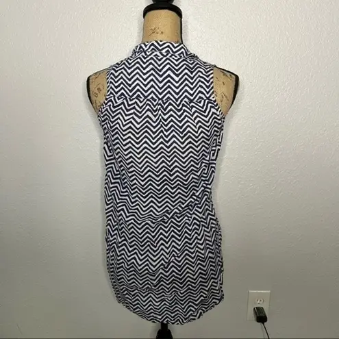 Yala Womens Organic Cotton Sleeveless Button Front Chevron Top sz XS