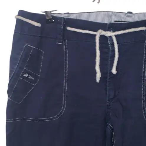 North River Navy Blue Capris with Rope Belt Anchor Buttons Nautical