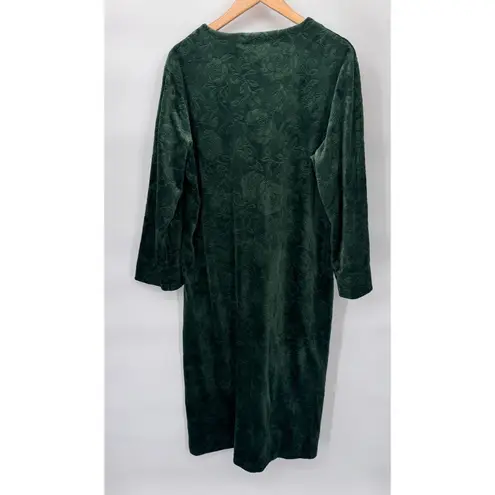 Miss Elaine Full Zip Gown Robe Womens Small Green Fleece Polyester Pockets