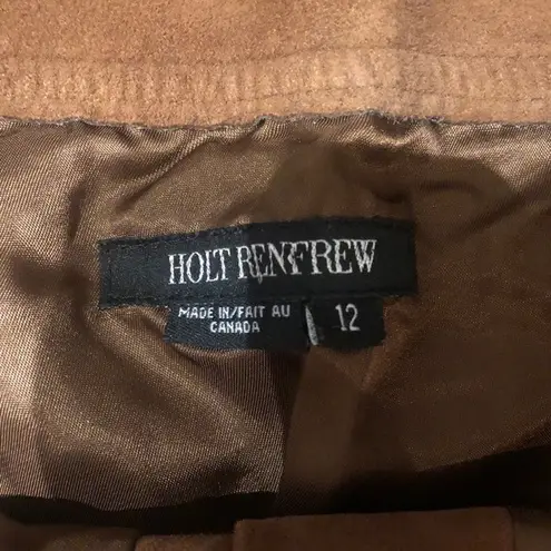 Holt Renfrew Vintage Brown Suede Pencil Skirt Button Up Luxury Designer Size 4
