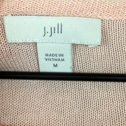 J.Jill Sweater Women M Pink Linen Blend Knit Long Sleeve Classic Lightweight Pink Size M