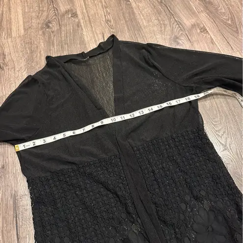 Kimono Cardigan Lace Cover Up One Size Black Mesh Boho 3/4 Sleeve Whimsigoth