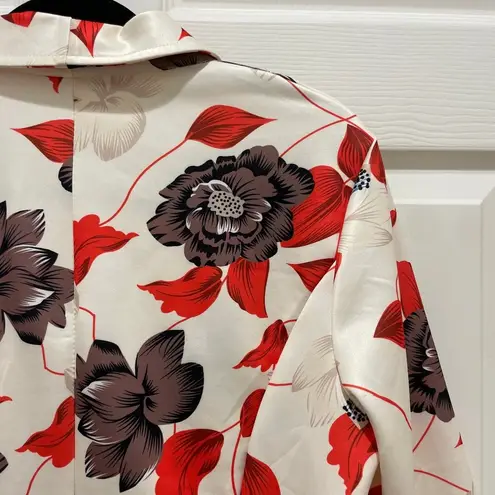 Boutique Cream Floral Open Front Blazer Large