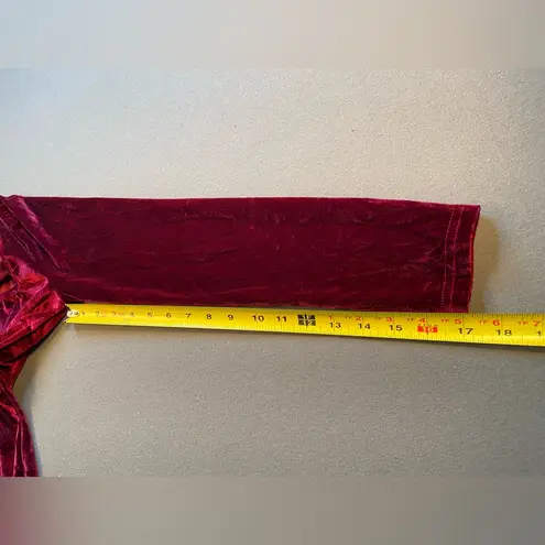 Red Crushed Velvet Mini Dress, Square Neck line, long sleeve, Size Medium