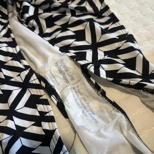Alex Marie Geo Black & White Mid Waist Bikini Bottom Swim Size 12
