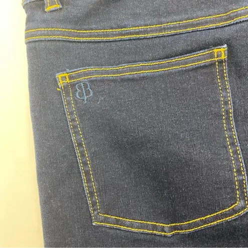 Betabrand Mission High-Rise Denim Straight Leg Pull On Jeans: Contrast Dark Blue