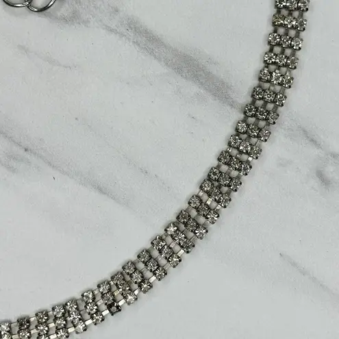 Rhinestone Studded Chain Belt Silver Y2K Festival Glam Medium/Large M/L ✨