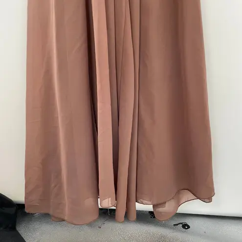 Naked Wardrobe Baltic Born Women's Beige V-neck Long Sleeve Maxi Dress Size Sm.