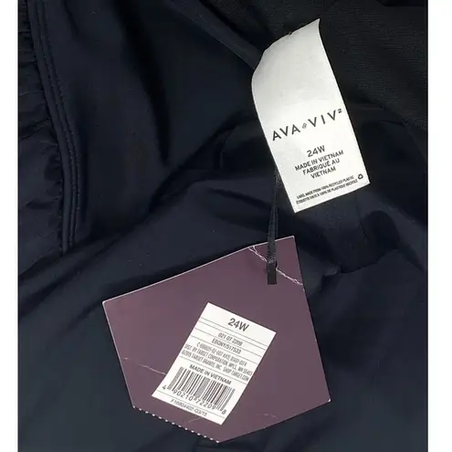 Ava & Viv NWT ~ One Piece Black Swim Dress Swimsuit ~ Women's Plus Size 24W