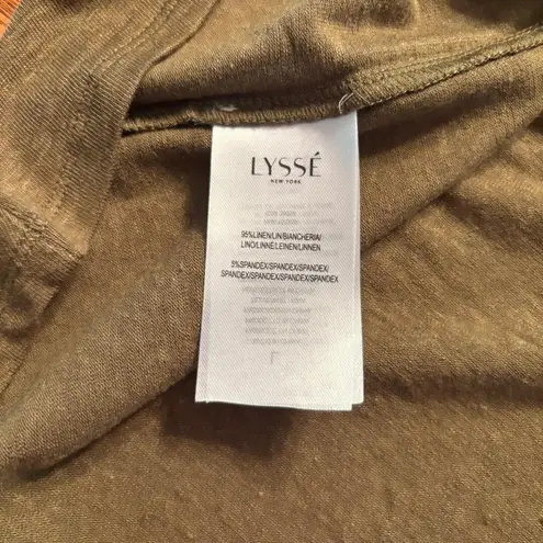 Lysse Jungle Khaki Classic Tee Short Sleeve Women's Size L 95% Linen NWT