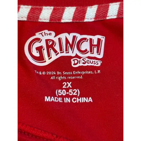 The Grinch Christmas Pajamas Set Red Grinch Face Holiday Loungewear Size 2X