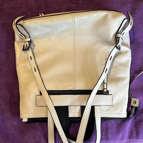 Botkier backpack white leather silver colored studs lots of zippered pockets EUC - Image 12
