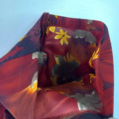 John Roberts 8 Tropical Floral Red and Yellow Aloha Pencil Mini Skirt Vintage