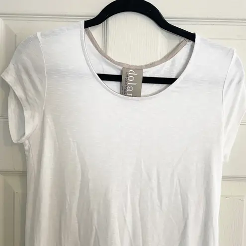 Dolan Left Coast Tunic Top Color Block Hem Short Sleeve Casual White Beige M Size M