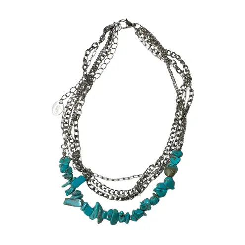 Faux Turquoise Silver Tone Chain Layered Choker Claire’s Necklace Boho 12