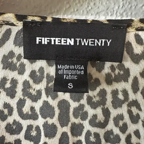 Fifteen Twenty Leopard Print Blouse Sheer Long Sleeve Top Animal Print Small