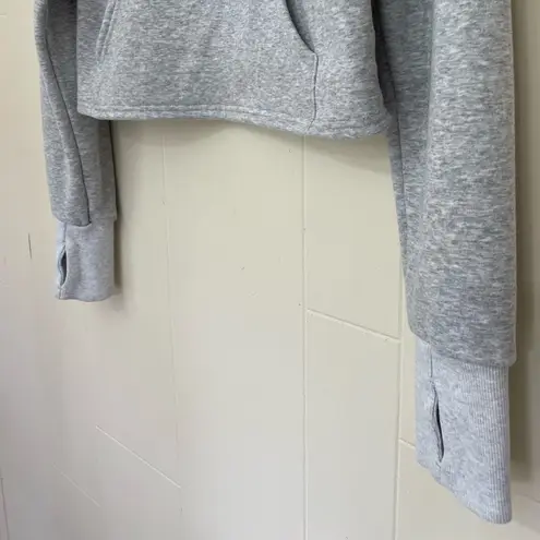 Senita Athletics Hailey Crop Quarter Zip Pullover Grey Fleece Lined ~ Size Small
