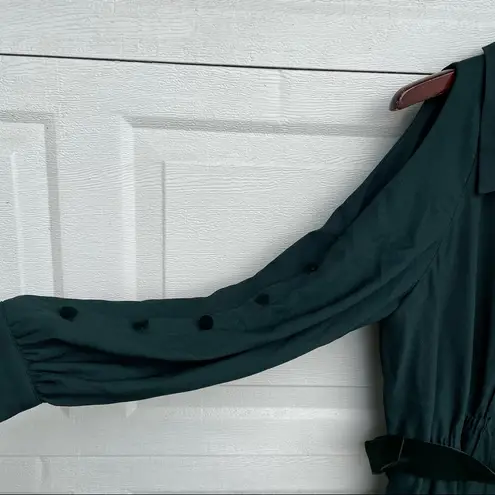 Eliza J Women’s Dress Green Button Up Tiered Cold Shoulder Belted Size 14