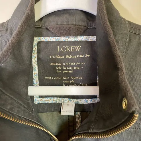 J.Crew Relaxed Boyfriend Field Jacket Cotton Women's Med Dark Gray waxed