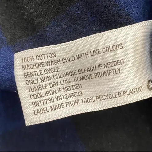 Wild Fable  Navy Buffalo Check Plaid Flannel Cropped Button Down Shirt Size XL