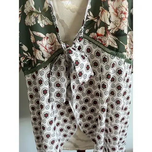 Floral Army Green 100% Polyester Kimono Top XXL