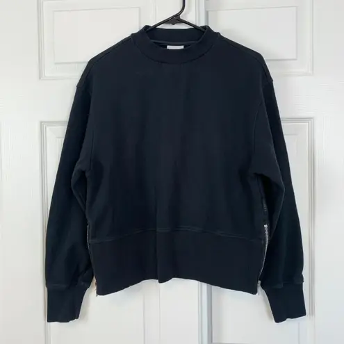 Varley Eton Crewneck Side Zipper Boxy Sweat Sweatshirt Black Size Small