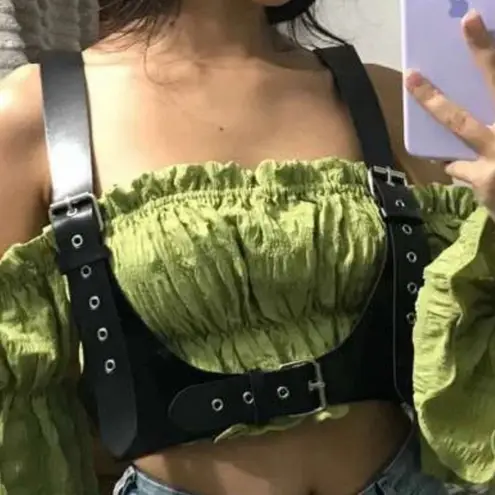 Black Harness Suspender Buckle Bondage New