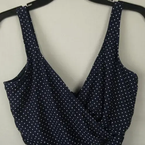 MiracleSuit  One Piece Swimsuit Polka Dot Ruched Wrap Bathing Suit Size 12DD