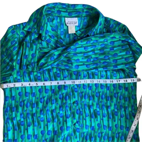 Vintage Dress 10 Long Sleeve Retro Classic Atomic Shirtdress Fall Winter 80s 90s Blue