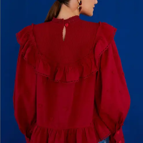 Farm Rio Red 3d Hearts Blouse