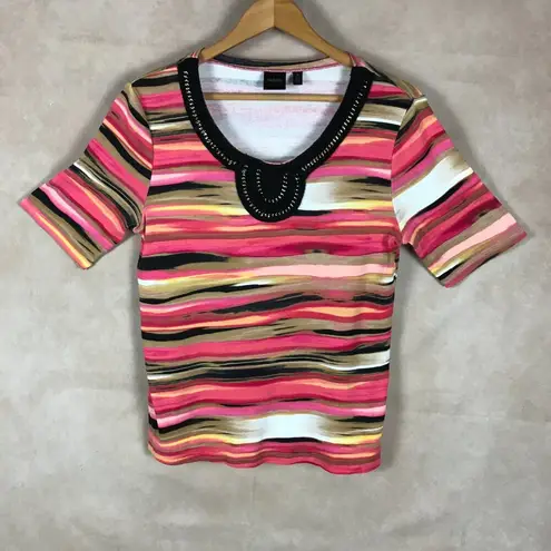 Rafaella Retro Short Sleeve Braided T-Shirt Medium