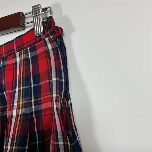 Pendleton Vtg Sophisticates Plaid Pleated Midi Skirt Red Navy Yellow Sz 8