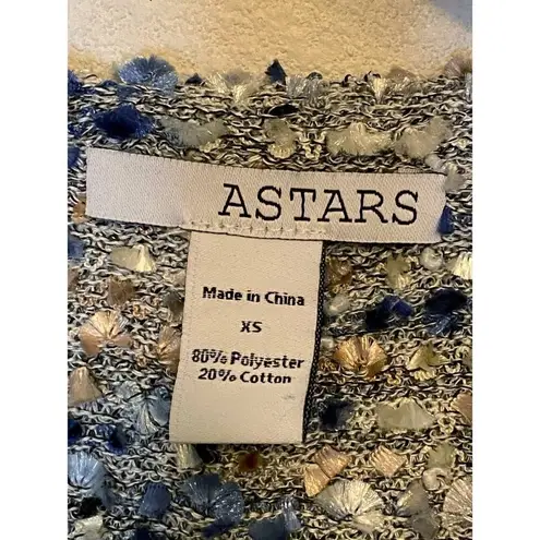 ASTARS Bette Cocoon Cardigan X Small Knit Jersey Knit Lined Open Front Textured Blue Size XS