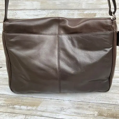 Mori Luggage Leather Messenger Bag Briefcase Brown Large Pockets Career Travel