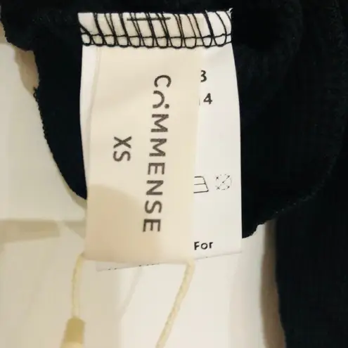 Commense Women's Henley Top Knit Slim Fit Stretch Long Sleeve Black Size XS NWT