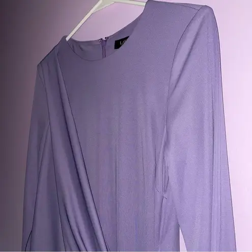 Ralph Lauren NEW  Size 6 Dress Midi Lilac Purple Wrap Front 3/4 Sleeve High Neck