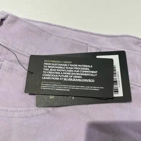 Silver Jeans New  Co High Rise Stretch Corduroy Cutoff Shorts Lavender Size 31