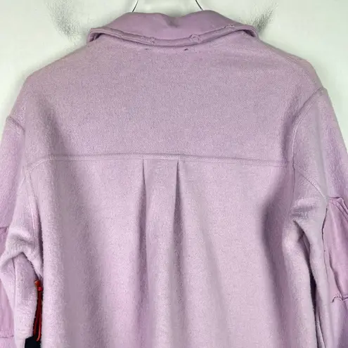 Black Tape NWT Elbow Patch Fleece Shacket Jacket Soft Lilac Size Petite XS PXS