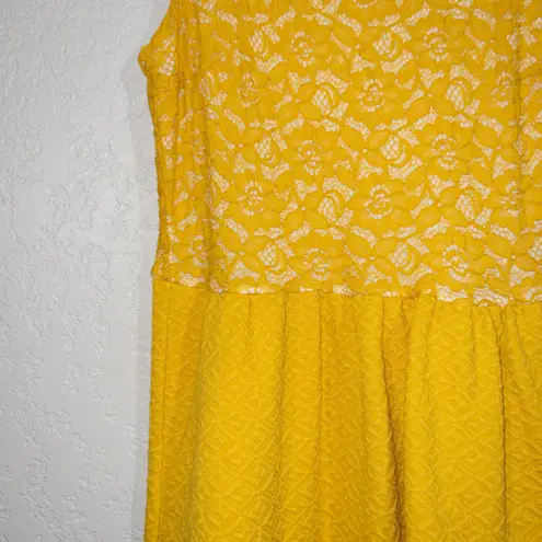 Maeve x Anthropologie Lemon Yellow Vera Lace A-Line Dress Size Medium