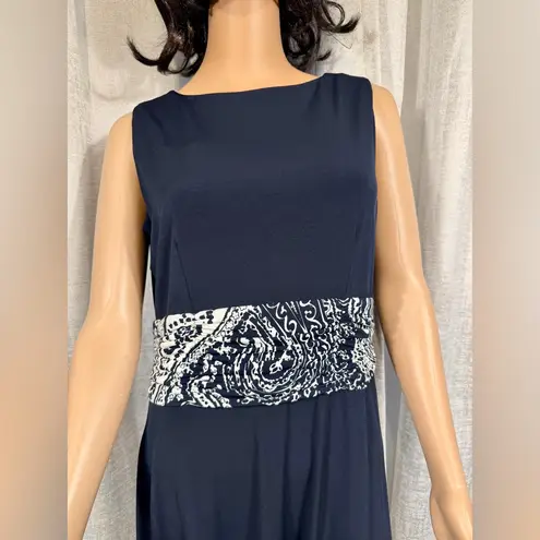 Jessica Howard 👗 Navy Blue Paisley Print 2-Piece Midi Dress Set – Size 12