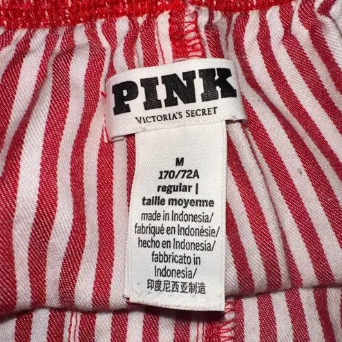 PINK - Victoria's Secret  Pajama Pants Medium Red White Striped Sleep Lounge