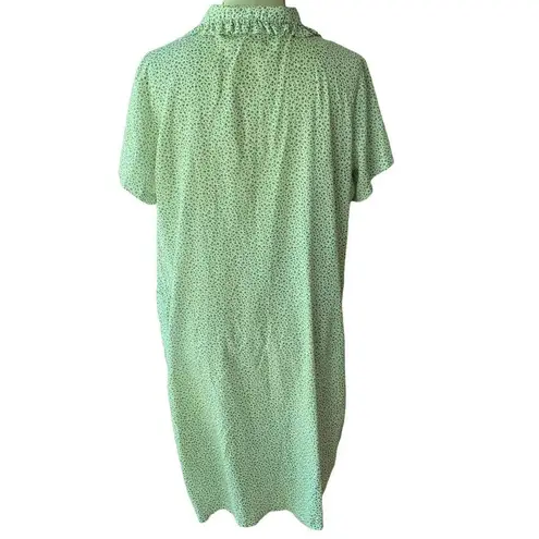 VINTAGE Green Floral Calico Cotton Robe Zip Up Duster with Pockets Size undefined