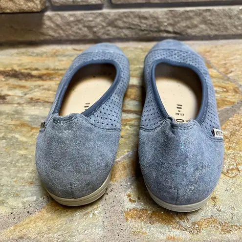 Mephisto Erika Perforated Ballet Flat Leather Denim Blue Metallic size 8.5