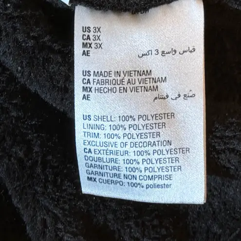 Ideology Plush Fleece Zip Hoodie Black Soft Cozy Longline Plus 3X