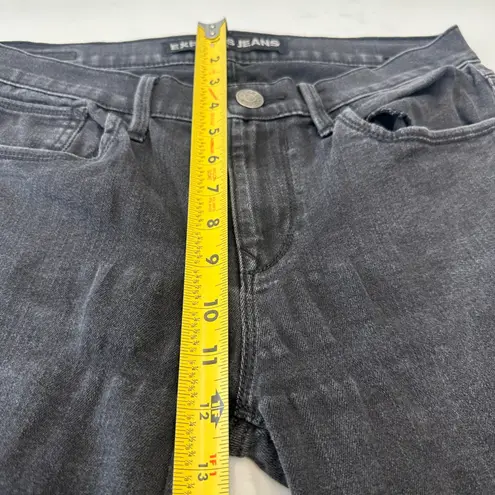 EXPRESS  Jeans Womens 6 Black Legging MIA Mid Rise Ripped Distressed Skinny Denim