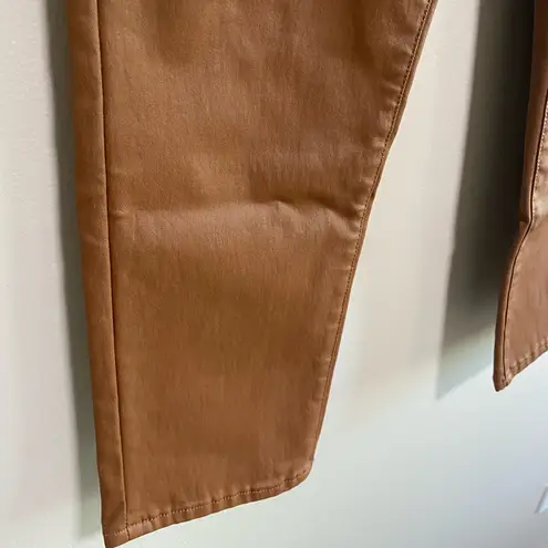Driftwood Brown Coated High Rise Straight Pants Size 28