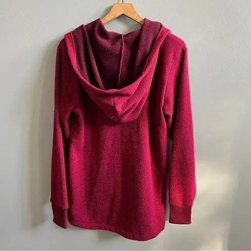 Burton Fleece Hooded Jacket Maroon Red Oversized Hood Full Zip Coat Size Large